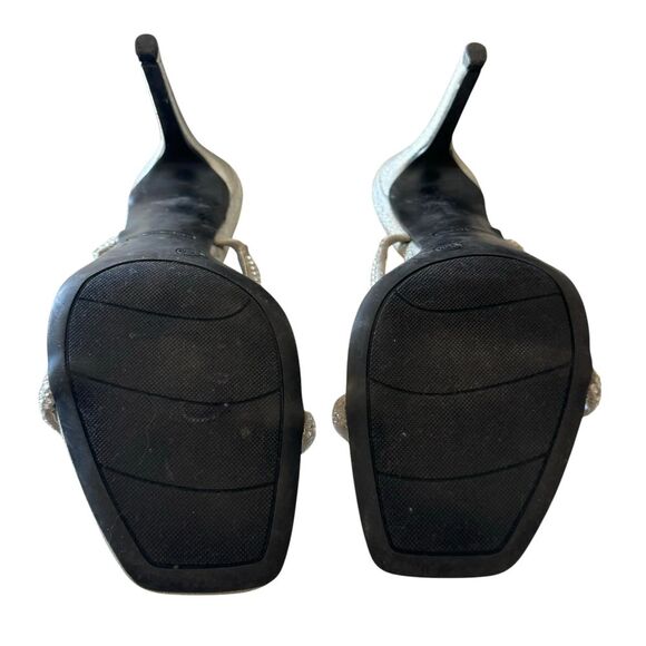 Nine West Elegant Silver Rhinestone Strappy Mule High Heel Size 6 1/2 - Picture 6 of 6